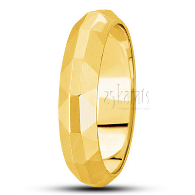 Shiny Grooved Carved Design Wedding Band  - view 2