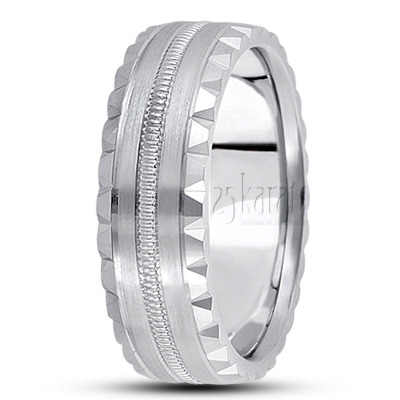 Ridged Edge Basic Design Wedding Ring  - view 2