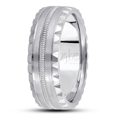 Ridged Edge Basic Design Wedding Ring  - view 2 thumbnail