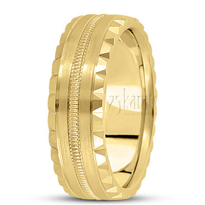 Ridged Edge Basic Design Wedding Ring  - view 3 thumbnail
