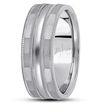 Sturdy Angular Cut Diamond Cut Wedding Band  - main view