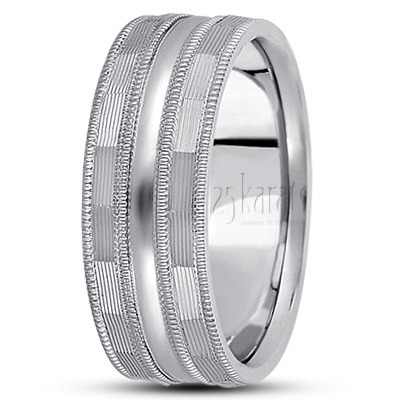 Sturdy Angular Cut Diamond Cut Wedding Band  - main view thumbnail