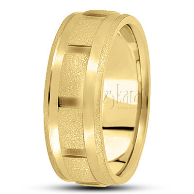 Stone Finish Carved Design Wedding Ring  - view 2 thumbnail