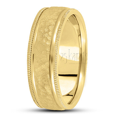 Beaded Edge Hammer Design Wedding Band - view 3 thumbnail