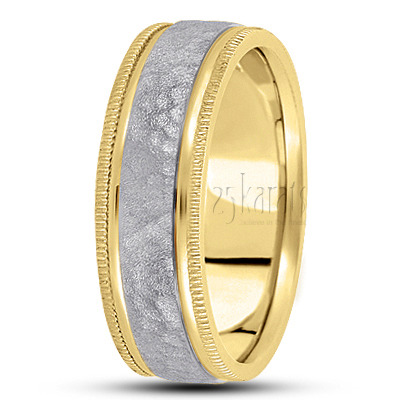 Beaded Edge Hammer Design Wedding Band - main view