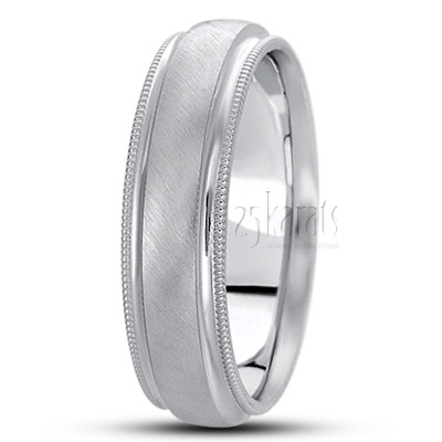 Deep Grooved Carved Design Wedding Band  - view 2