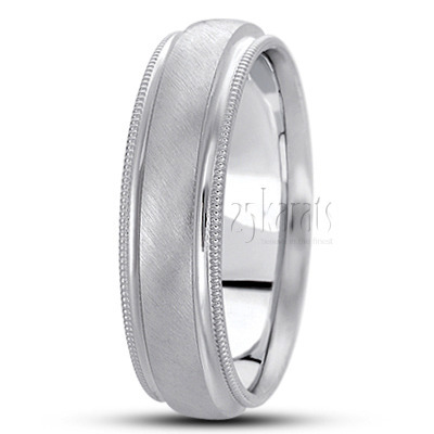 Deep Grooved Carved Design Wedding Band  - view 2 thumbnail