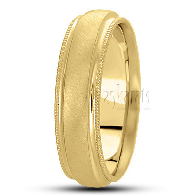 Deep Grooved Carved Design Wedding Band  - main view thumbnail