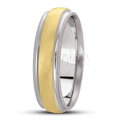 Deep Grooved Carved Design Wedding Band  - view 3