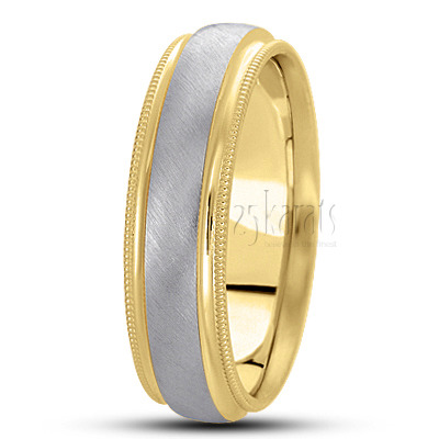 Deep Grooved Carved Design Wedding Band  - view 4