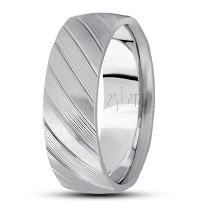 Diagonal Diamond Cut Wedding Band  - view 2