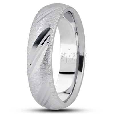 Basic Carved Diamond Cut Wedding Band - main view