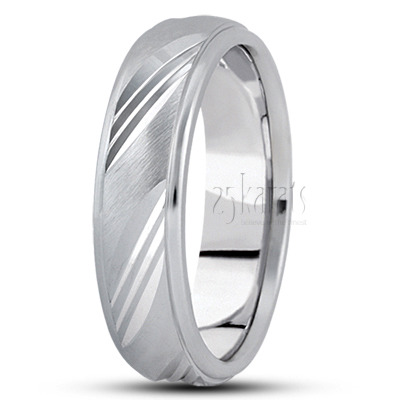 Step Edge Diamond Carved Wedding Band  - main view