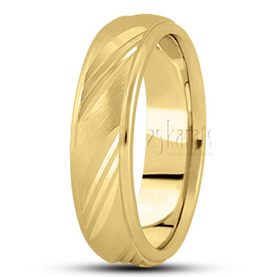 Step Edge Diamond Carved Wedding Band  - view 2