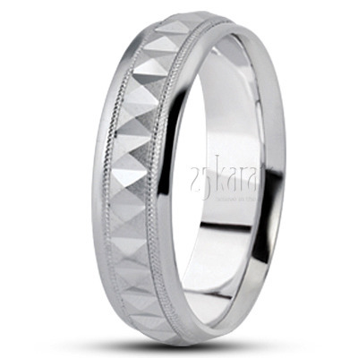 Ridged Carved Design Wedding Ring  - main view thumbnail