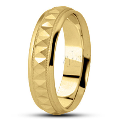 Ridged Carved Design Wedding Ring  - view 2 thumbnail