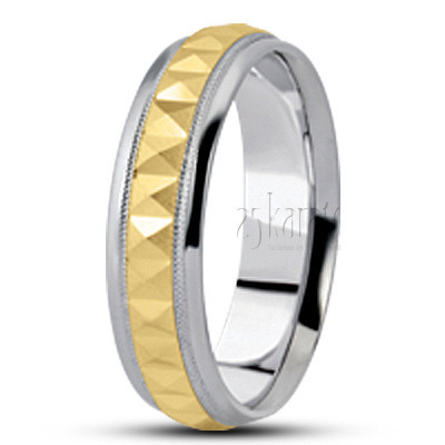 Ridged Carved Design Wedding Ring  - view 3 thumbnail