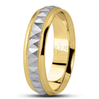 Ridged Carved Design Wedding Ring  - view 4 thumbnail