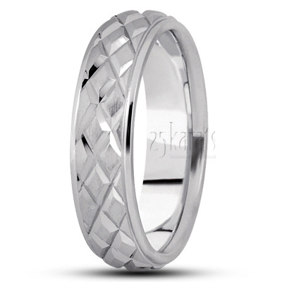 Grooved Basic Carved Wedding Band  - view 2
