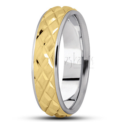 Grooved Basic Carved Wedding Band  - main view