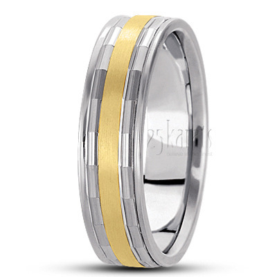 Angular Cut Diamond Carved Wedding Ring  - main view thumbnail