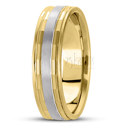 Angular Cut Diamond Carved Wedding Ring  - view 4