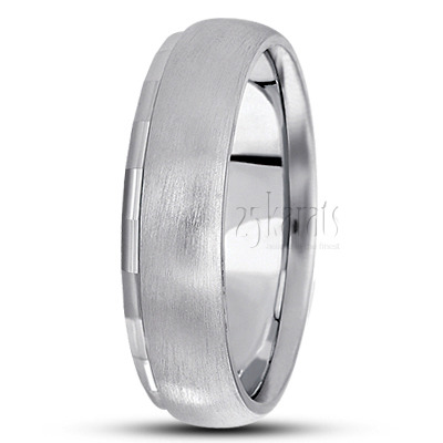 Single Angular Cut Edge Wedding Ring  - view 2