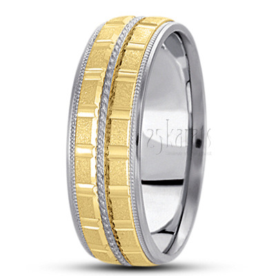 Braid Motif Two-Tone Basic Carved Wedding Ring  - main view