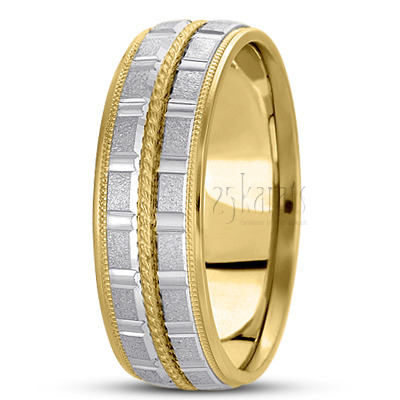 Braid Motif Two-Tone Basic Carved Wedding Ring  - view 4