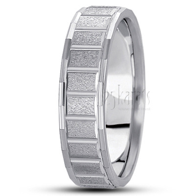 Contemporary Basic Carved Wedding Ring  1 - view 2