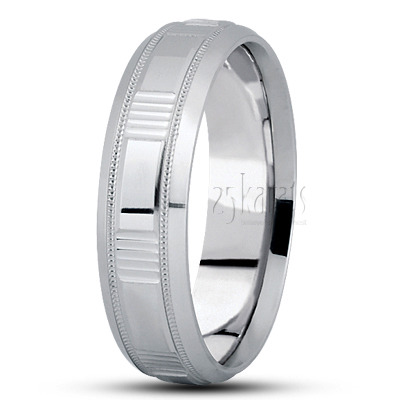 Exquisite Shiny Basic Carved Wedding Band  - view 2
