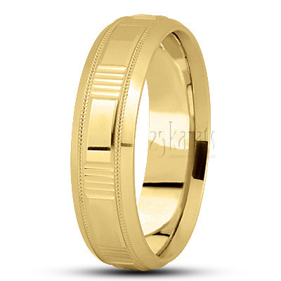 Exquisite Shiny Basic Carved Wedding Band  - view 3 thumbnail