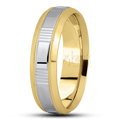 Exquisite Shiny Basic Carved Wedding Band  - main view
