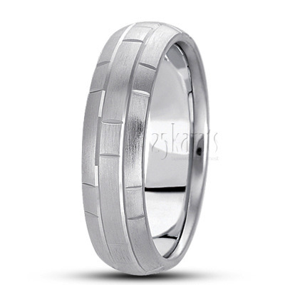 Beveled Edge Diamond Carved Wedding Band  - view 2 thumbnail