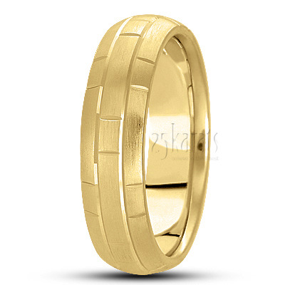 Beveled Edge Diamond Carved Wedding Band  - view 3