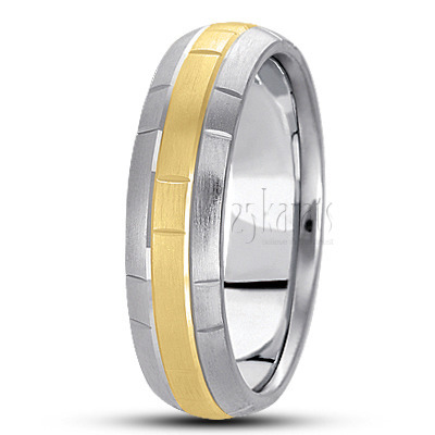 Beveled Edge Diamond Carved Wedding Band  - main view thumbnail