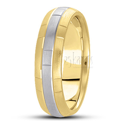 Beveled Edge Diamond Carved Wedding Band  - view 4