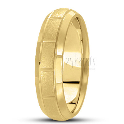 Stoned Basic Carved Wedding Band  - view 2