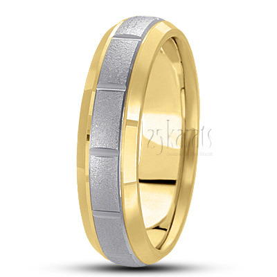 Stoned Basic Carved Wedding Band  - view 4