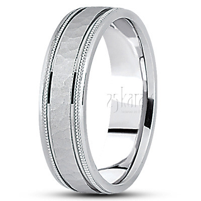 Incised Hammer Carved Design Wedding Band  - main view thumbnail