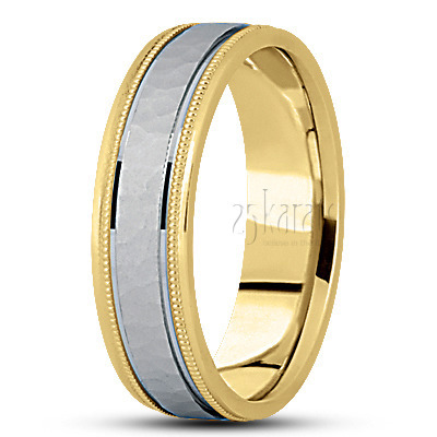 Incised Hammer Carved Design Wedding Band  - view 4 thumbnail