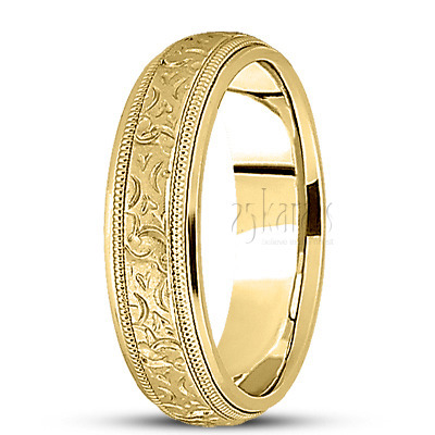 Elegant Shiny Diamond Carved Wedding Band  - view 3 thumbnail