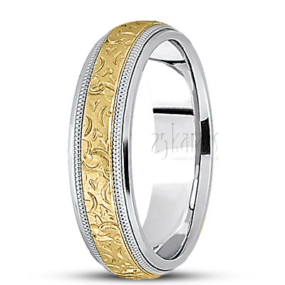 Elegant Shiny Diamond Carved Wedding Band  - main view thumbnail