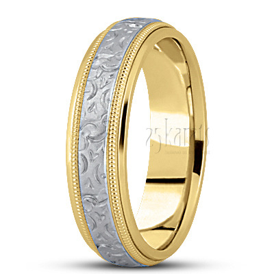 Elegant Shiny Diamond Carved Wedding Band  - view 4