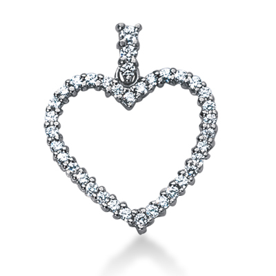 0.80 ct. Round Cut Prong Set Diamond Heart Shape Pendant - view 1