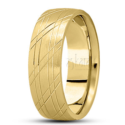 Incised Satin Carved Design Wedding Band  - main view thumbnail
