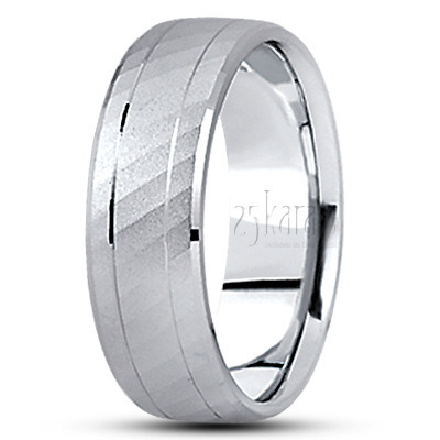 Angled Cut Basic Carved Wedding Band  - main view thumbnail