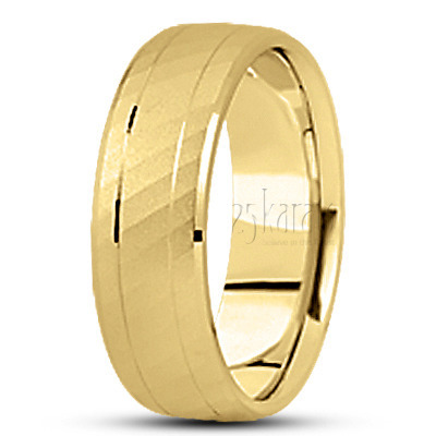 Angled Cut Basic Carved Wedding Band  - view 2 thumbnail