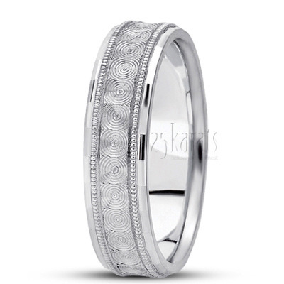 Circle Motif Diamond Cut Wedding Band  - view 2 thumbnail