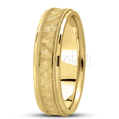 Circle Motif Diamond Cut Wedding Band  - view 3 thumbnail